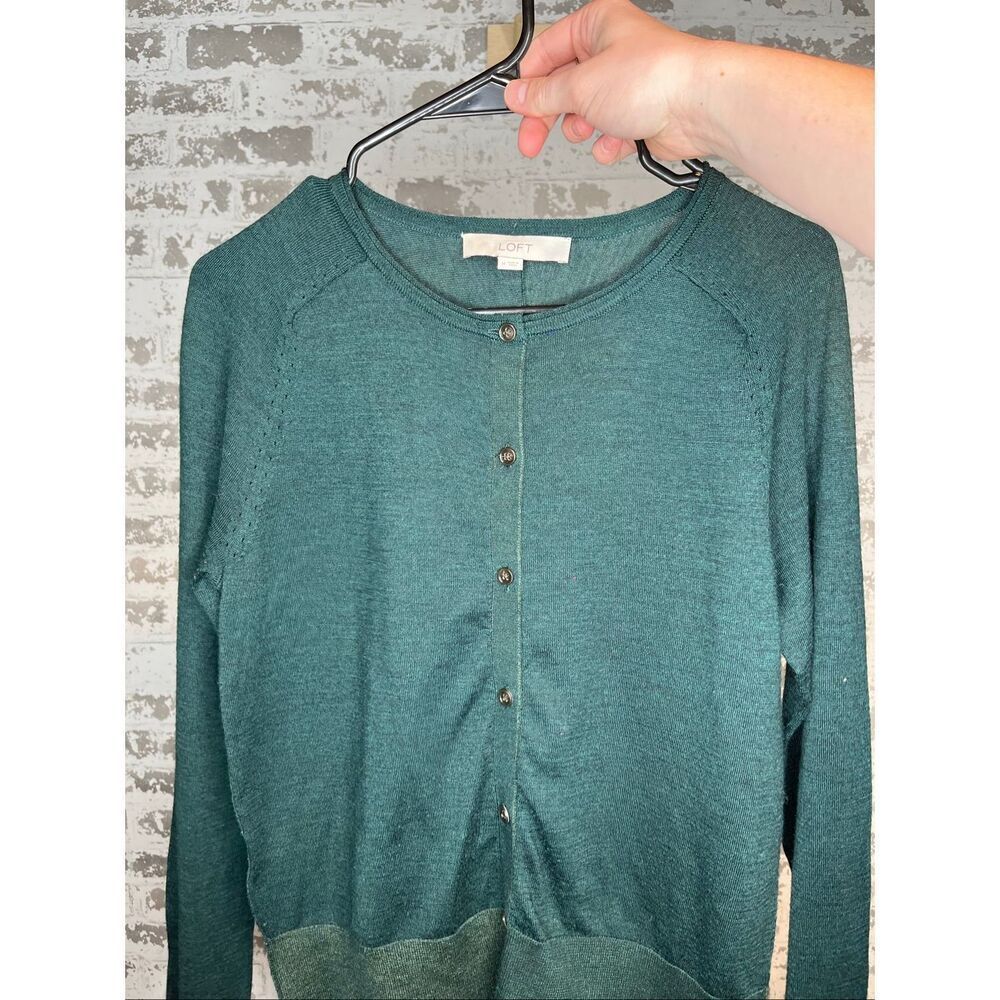 Loft | women green faux button sweater wool blend